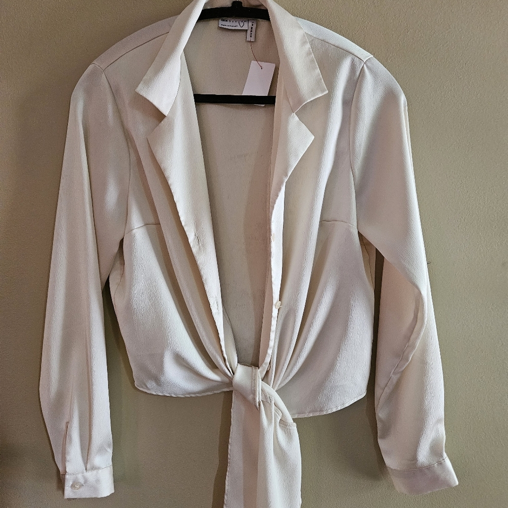 ASOS, button down tied waist blouse size 6